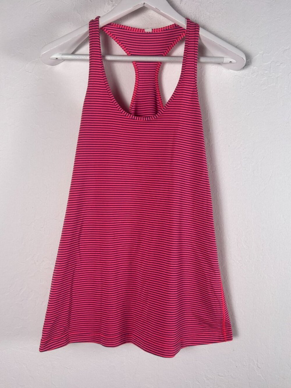 Lululemon Womens Striped Cool Racerback Workout Tank Top Size 12 Pink Blue